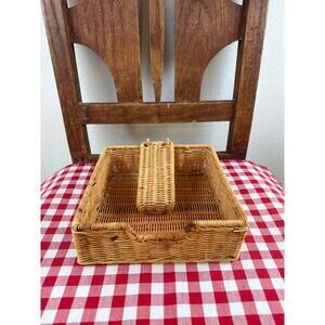 Vintage WOVEN RATTAN NAPKIN HOLDERS